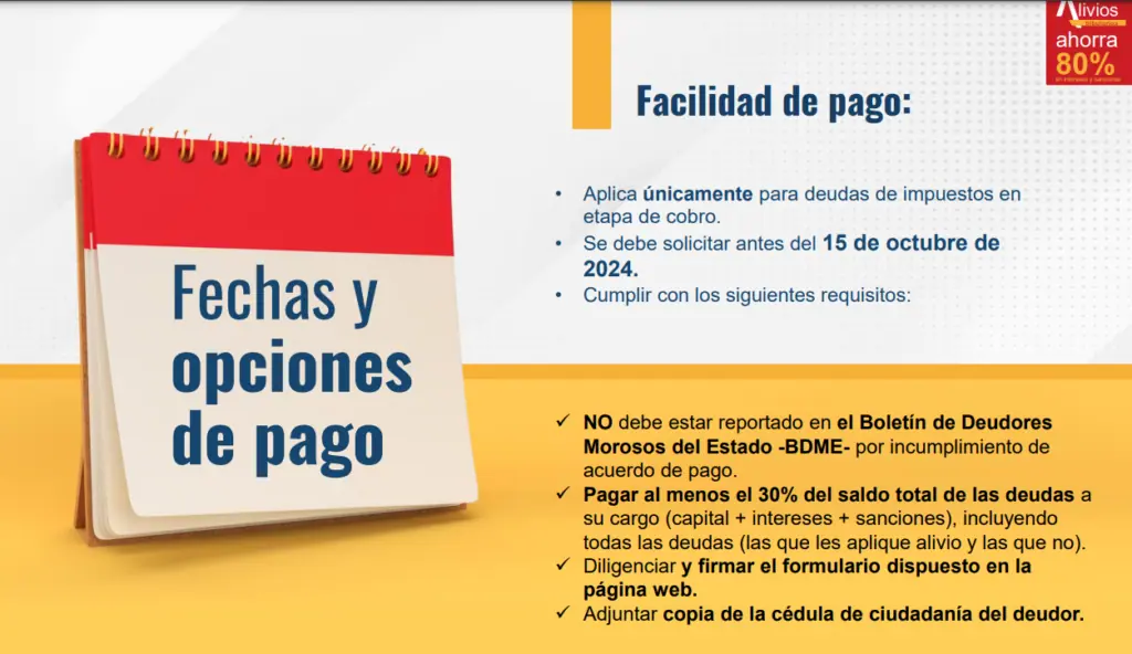 Nuevo alivio tributario para Bogotá del 80 %: así puede aplicar Fechas y métodos de pago