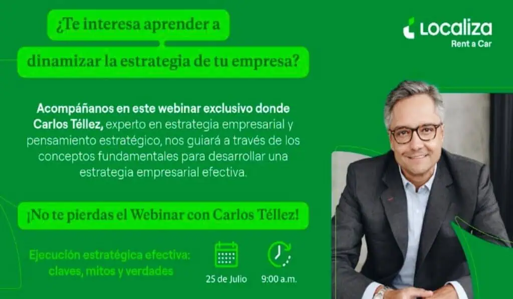 Webinar de Localiza Rent a Car con Carlos Téllez: claves para fortalecer estrategia en su empresa o negocio Foto: Webinar de Localiza Rent a Car con Carlos Téllez/Cortesía