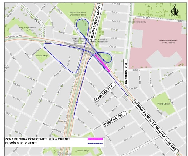 Alternativas de tránsito ante el cierre de la conectante de la Av. Boyacá con Av. Primera de Mayo. 