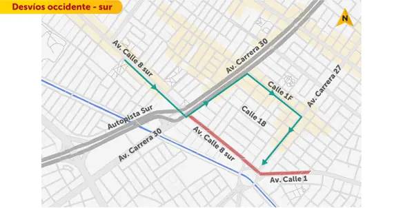 Nuevos cierres en el sur por obras del viaducto del metro de Bogotá Desvíos por obras del viaducto del metro de Bogotá.