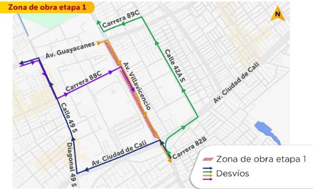 Nuevos cierres en el sur por obras del viaducto del metro de Bogotá Obras y cierres en Av. Guayacanes por el viaducto del metro de Bogotá.