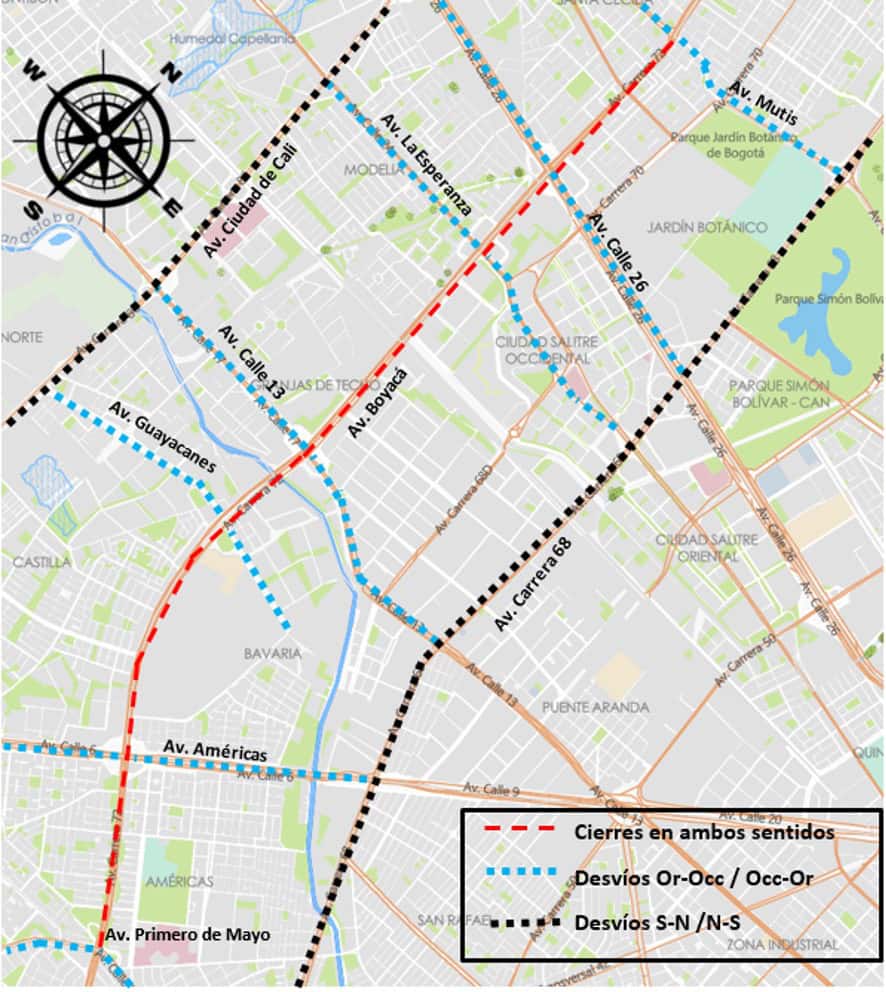 Rutas alternas durante el desfile del 20 de julio en Bogotá.