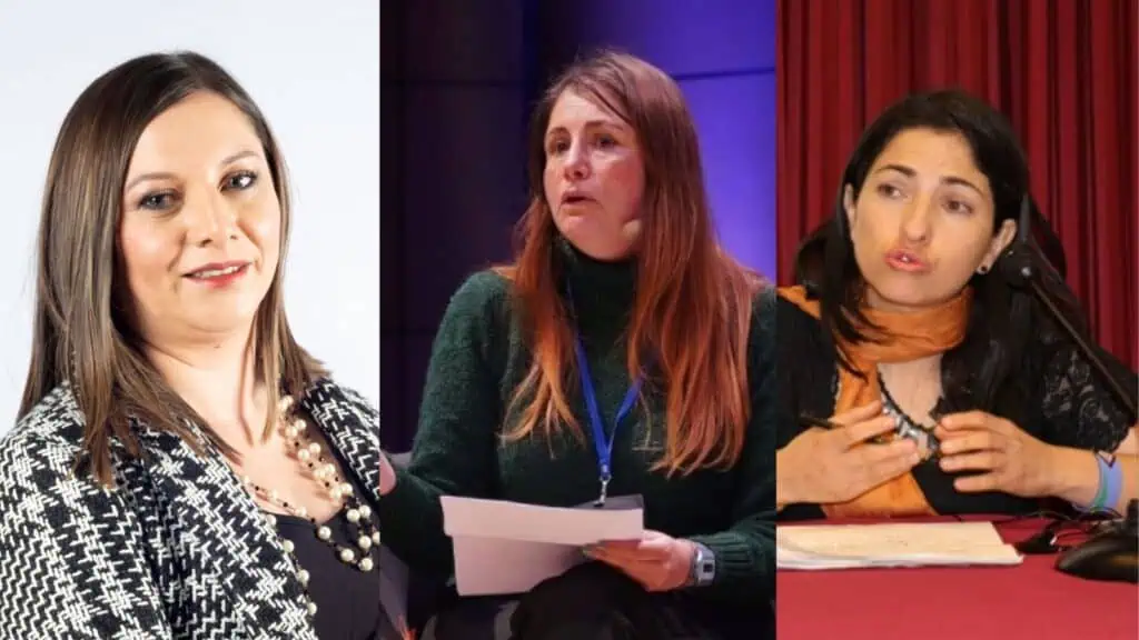 Las candidatas del presidente Petro a liderar la Defensoría del Pueblo Izq. Jomary Ortegón Osorio, Iris Marín Ortiz, Dora Lucy Arias.