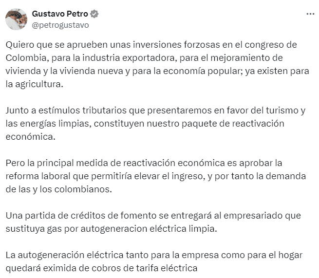 Presidente Petro propone inversiones forzosas para las exportaciones La propuesta de inversión forzosa