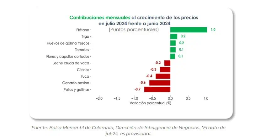 Bolsa Mercantil de Colombia: En julio los precios del agro cayeron 1,6 % Productos precios del agro. Foto: BMC