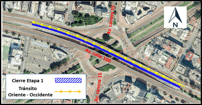 PMT del cierre de puente en la Calle 100 con carrera 15. 
