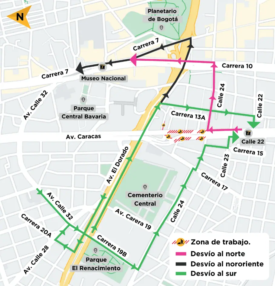Nuevo cierre nocturno en la Av. Caracas por traslado de redes del metro Estos son los desvíos disponibles por el cierre de la Av. Caracas