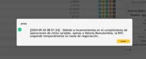Relevante | Por intermitencia, Bolsa de Colombia retrasa apertura de operaciones este 26 de septiembre Relevante | Por intermitencia, Bolsa de Colombia retrasa apertura de operaciones este 26 de septiembre