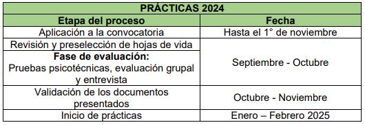 Cronograma de Ecopetrol para prácticas en 2025
