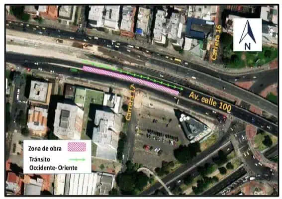 Habrá cierres en la calle 100 con carrera 17A y 16 desde este 25 septiembre en Bogotá Bogotá