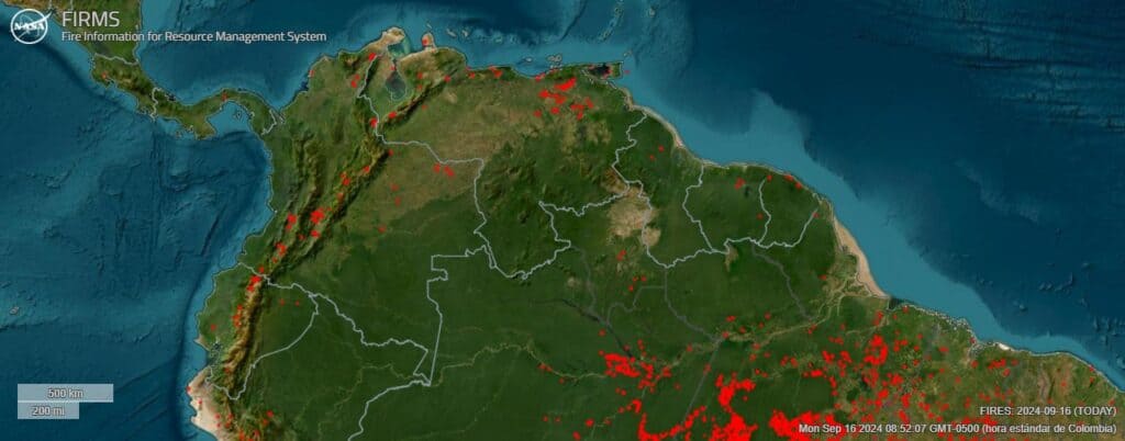 Mapa de incendios de Colombia - 16 de septimbre