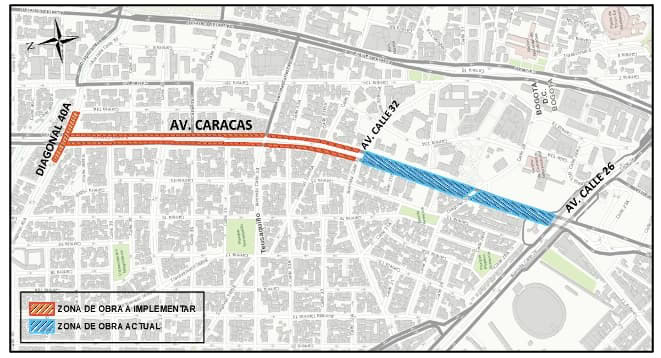 Habrá cierre en estos tramos de la avenida Caracas por obras del metro de Bogotá