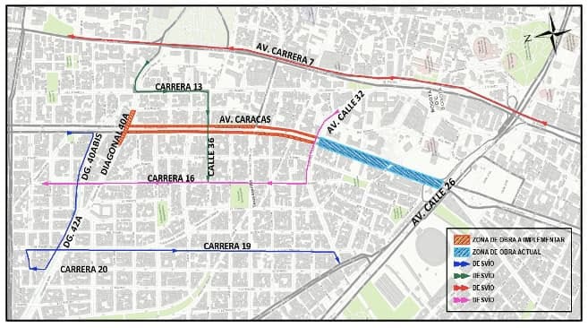 Habrá cierre en estos tramos de la avenida Caracas por obras del metro de Bogotá