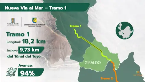 Lo que le falta al Túnel del Toyo tras cesión de Petro a Antioquia: múltiples hitos en juego Tramo 1 Túnel del Toyo