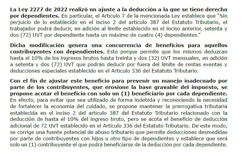 Reforma tributaria propone cambios en beneficio por dependientes para el impuesto de renta Cambios dependientes para impuesto de renta