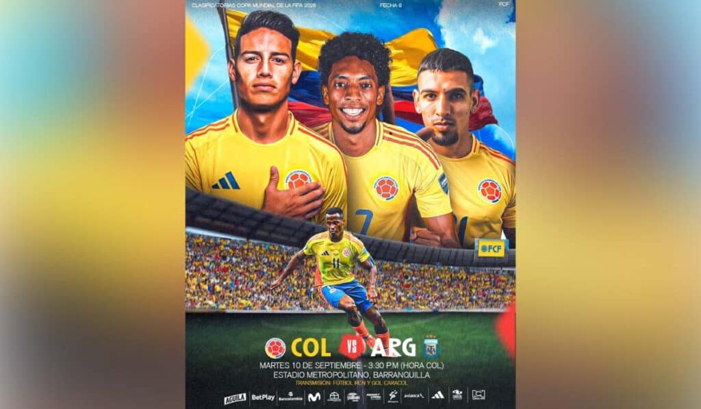 Colombia vs. Argentina este 10 de septiembre.