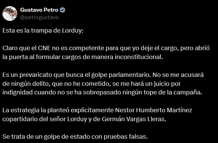 Declaraciones de Gustavo Petro