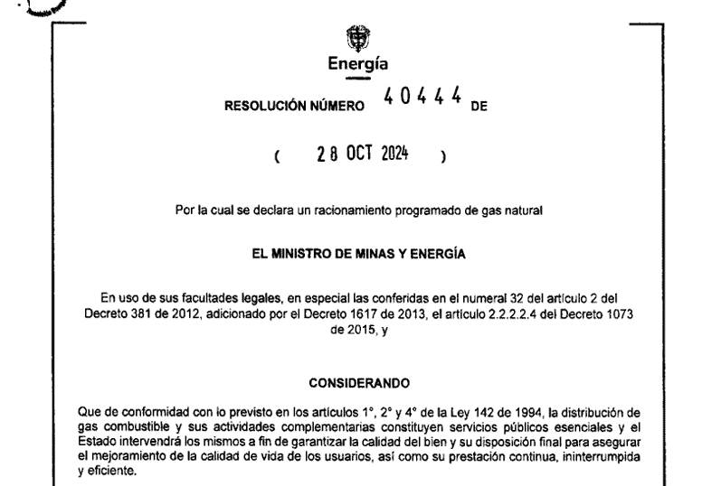Decreto racionamiento de gas 2024