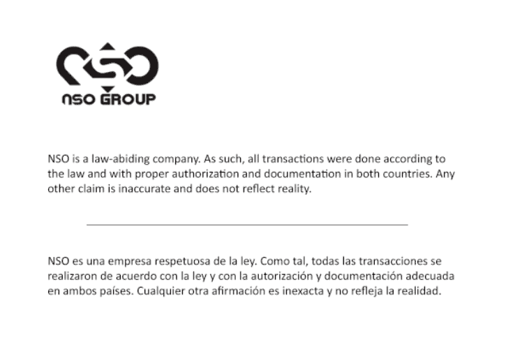 Respuesta de NSO Group a Petro por el software Pegasus. 