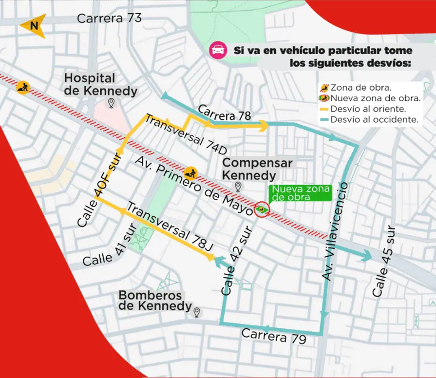 Inicia instalación de pilotes del metro de Bogotá: cierres viales en Primera de Mayo Desvío en Primera de Mayo