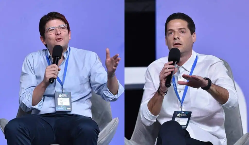 Oposición alista plan para hundir la nueva reforma tributaria de Petro Senadores Miguel Uribe y Mauricio Gómez en el Congreso de Camacol 2024