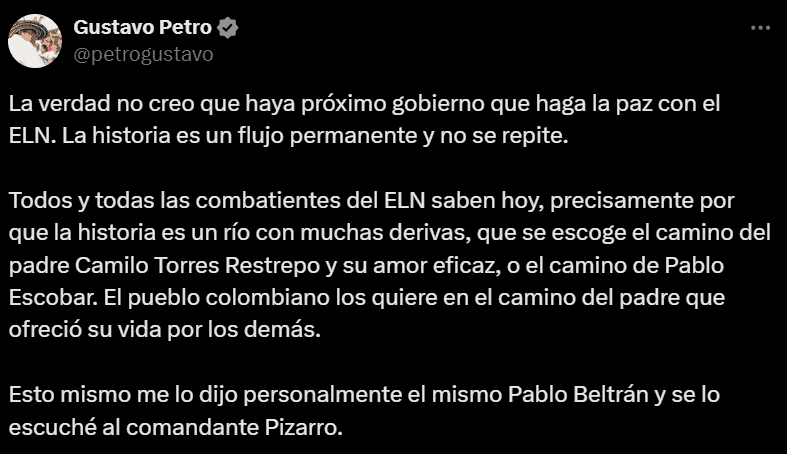 Acuerdo de paz con ELN no se firmaría con Petro, ¿qué pasó? Petro sobre diálogos con ELN