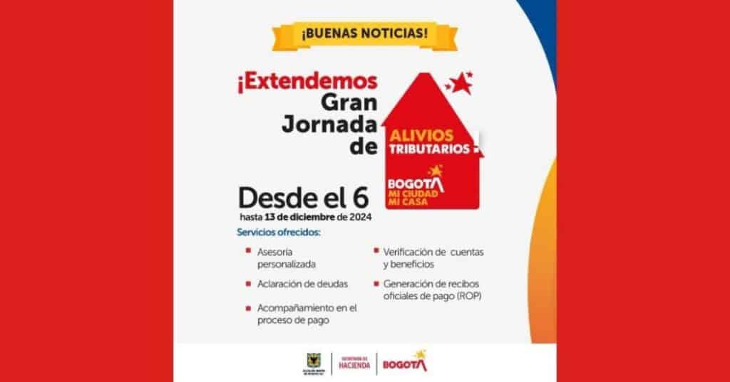 Amplían jornada de Alivios Tributarios en Bogotá hasta el 13 de diciembre: Así funcionará