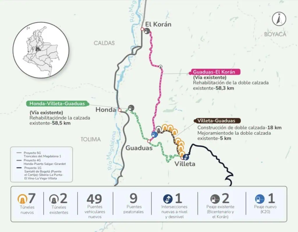 La esperada megavía en Colombia que se contratará en 2025: costará $7 billones y tendrá nuevo peaje Proyecto Villeta - Guaduas - Korán