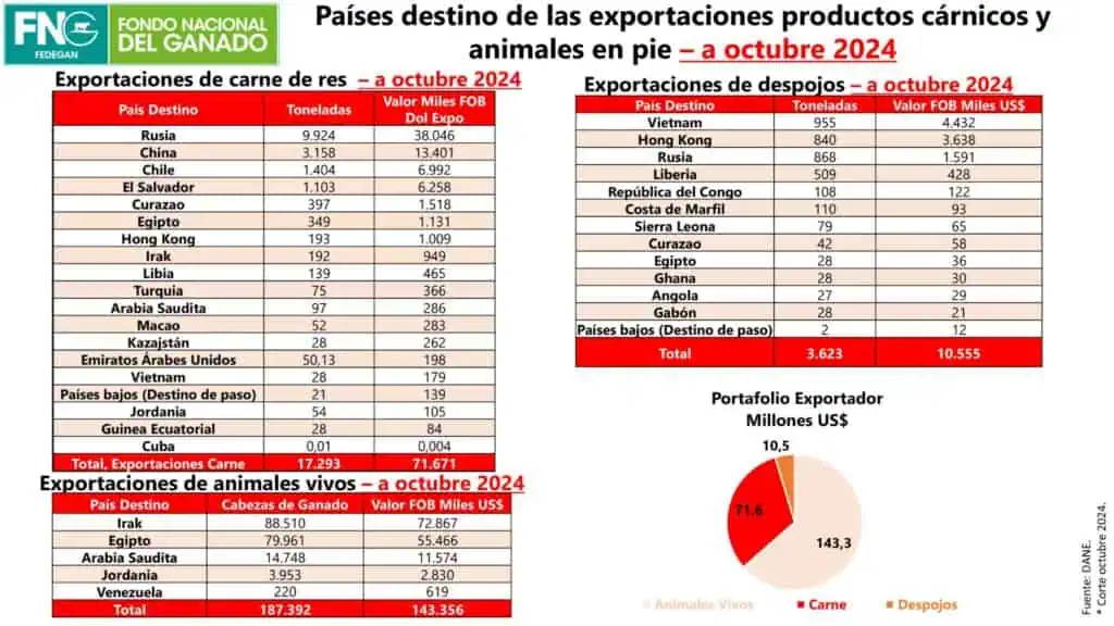 Rusia, China y Chile se consolidan como principales mercados de carne colombiana Exportaciones de carne