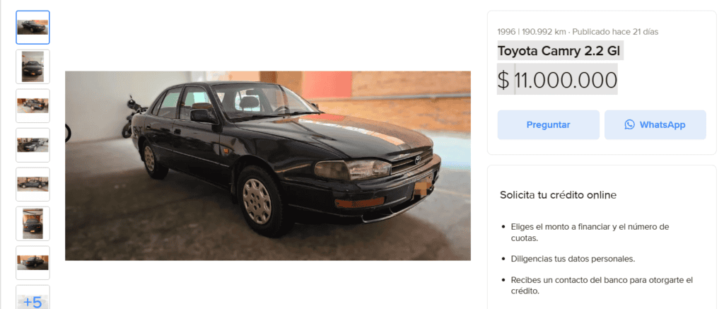 Toyota Camry. Foto: captura de pantalla.