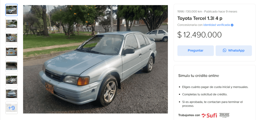 Toyota Tercel 1.3l 4p