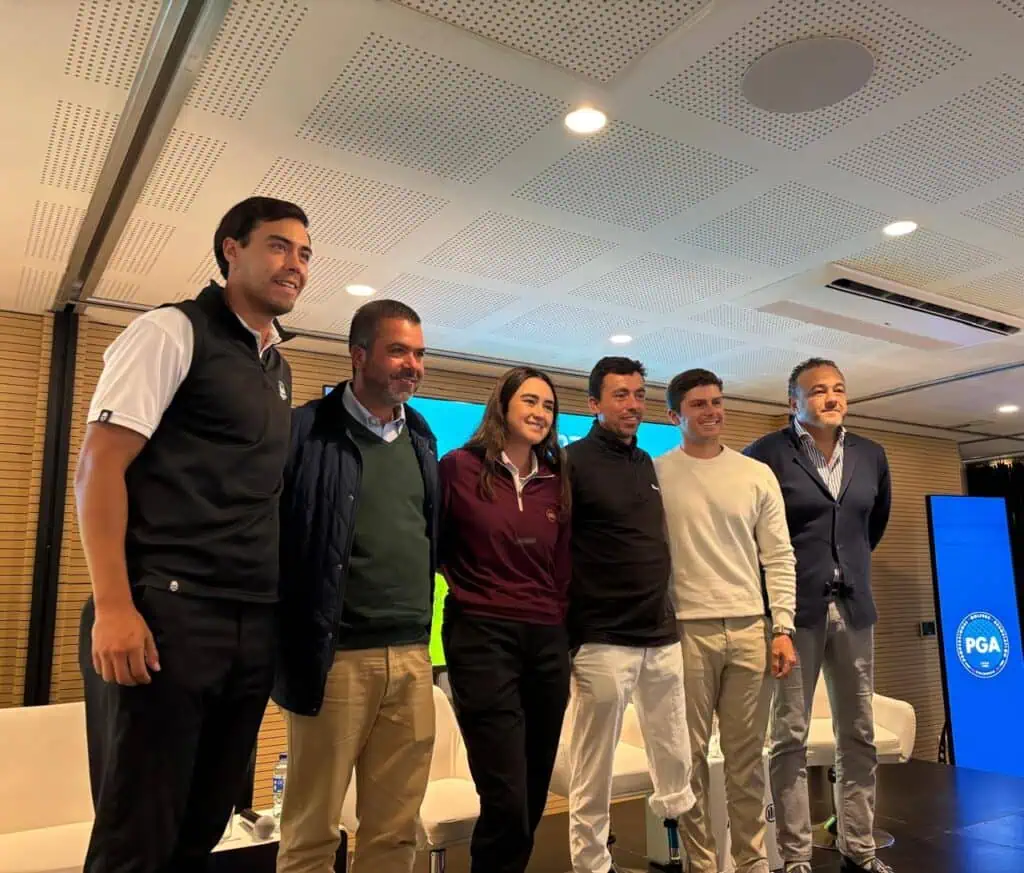 Allianz Colombia confirmó millonaria inversión en el Tour Profesional Colombiano de Golf
Jugadores de golf y patrocinadores en evento de Allianz. Foto: Valora Analitik.