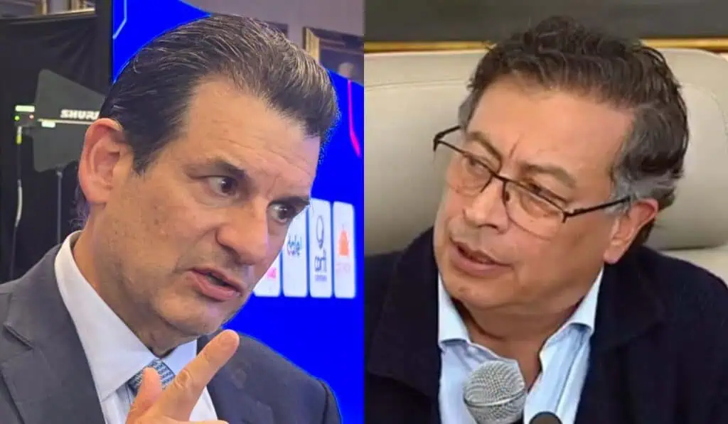 Sarmiento Gutiérrez: “Claro que me preocupa el panorama fiscal y una nueva reforma tributaria” Luis Carlos Sarmiento Gutiérrez y Gustavo Petro