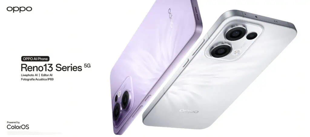 Oppo lanzó la serie Reno 13 en Colombia: Resiste al agua y este es su precio La serie 13 de Oppo incorpora nuevas funciones impulsadas por IA. Foto: cortesía.