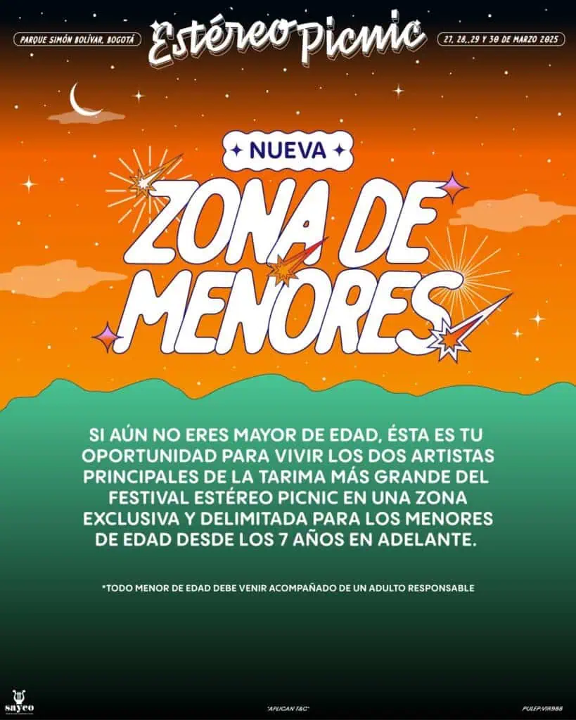 Zona de menores, el nuevo espacio que tendrá el Festival Estéreo Picnic 2025: Estos son los precios Nueva localidad en el FEP. Foto: cortesía Páramo.