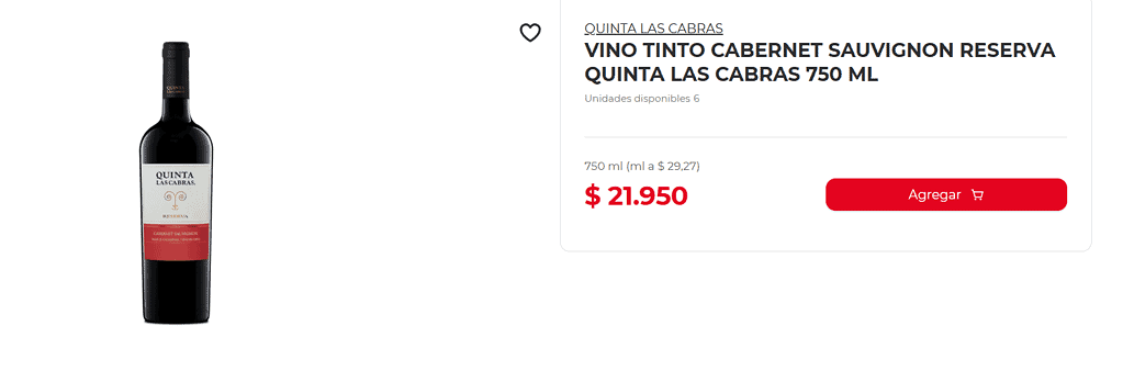 Vinos de alta calidad de Tiendas D1 que se pueden comprar por menos de $30.000 Vino Tinto Cabernet Sauvignon. Foto: captura de pantalla.