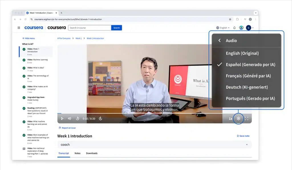 Coursera lanzó cursos con doblaje de IA en cuatro idiomas: ¿cuáles son? Coursera