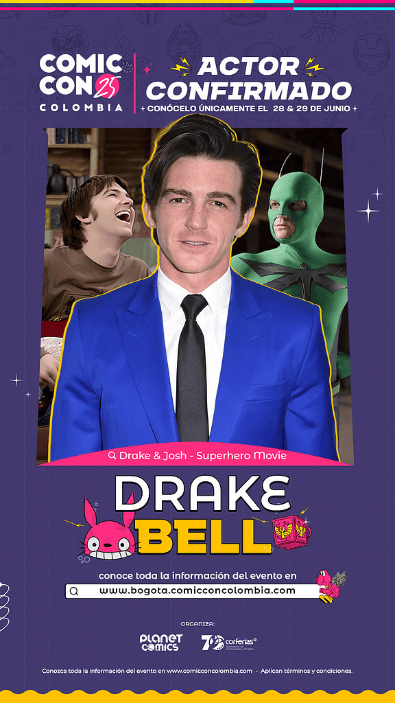 Drake Bell participará del Comic Con Colombia 2025. Foto: cortesía. 