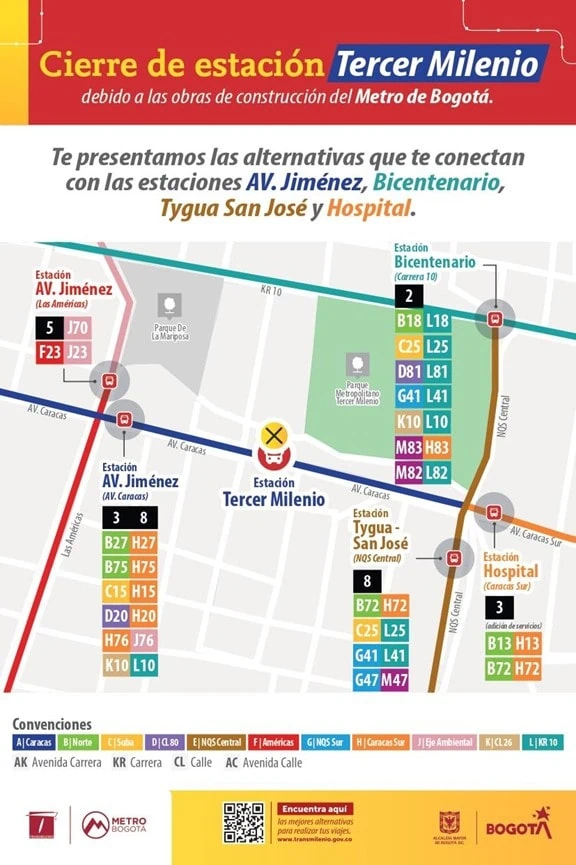 Cierran otra estación de TransMilenio por construcción del metro de Bogotá: estas son las rutas Cierran otra estación de TransMilenio por construcción del metro de Bogotá: estas son las rutas