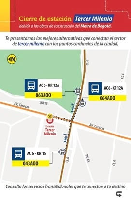 Cierran otra estación de TransMilenio por construcción del metro de Bogotá: estas son las rutas Cierran otra estación de TransMilenio por construcción del metro de Bogotá: estas son las rutas