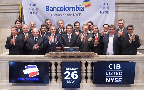 Celebración aniversario 20 Bancolombia en Wall Street