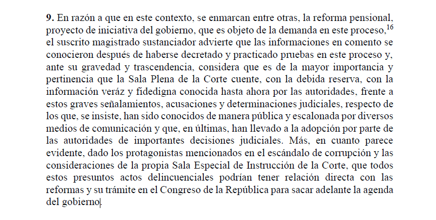 Corte Constitucional pone la lupa sobre posible corrupción para aprobar la reforma pensional Auto Corte sobre posible corrupción para aprobar la reforma pensional