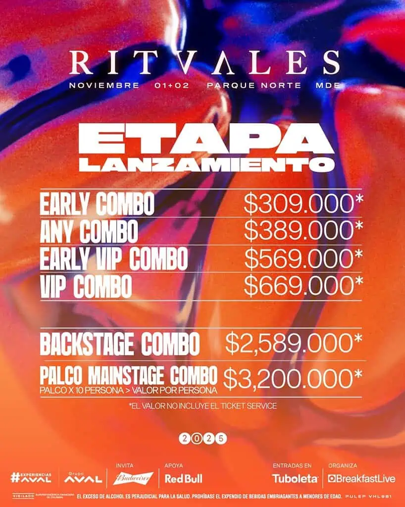 Ritvales 2025: Estos son los precios y fechas de preventa Precios Ritvales 2025. Foto: Cortesía Breakfast Live.