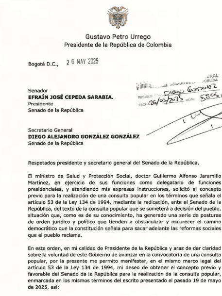 Radicación de la nueva consulta popular
