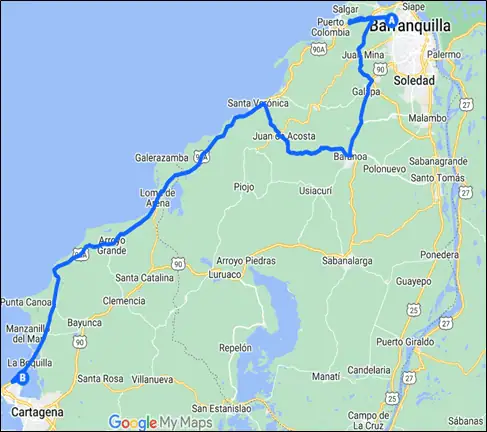 Cierran vía al mar Cartagena-Barranquilla: estas son las vías alternas Rutas alternas - Alternativa 2