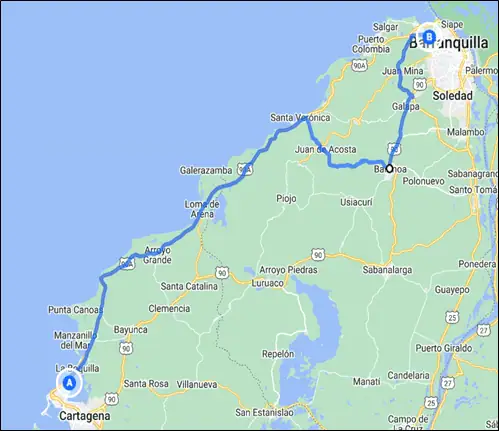 Cierran vía al mar Cartagena-Barranquilla: estas son las vías alternas Rutas alternas - Alternativa 2.