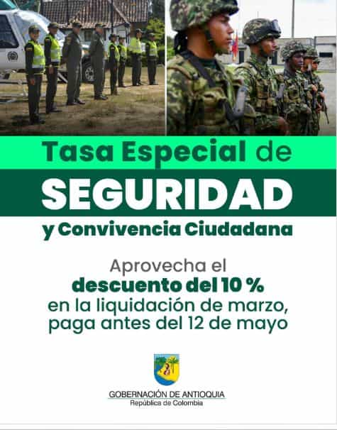 Tasa Especial de Seguridad y Convivencia en Antioquia