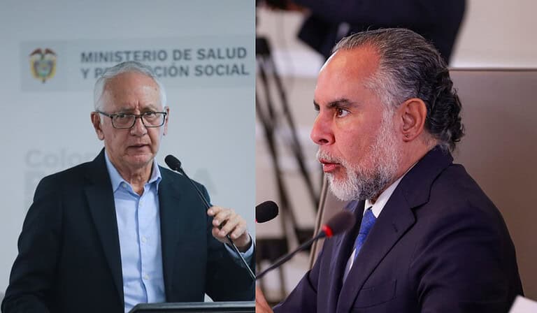 izq. ministro de Salud, Guillermo Alfonso Jaramillo y ministro del Interior, Armando Benedetti