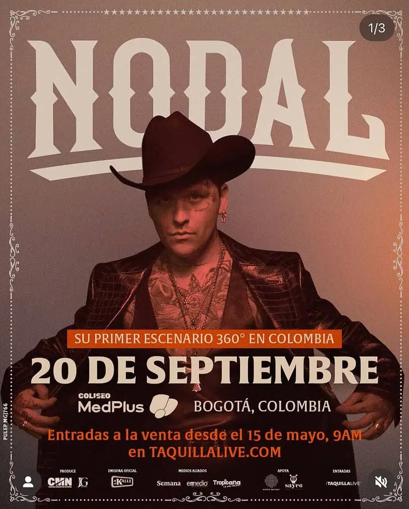 Christian Nodal vuelve a Colombia: Habrá boletas por menos de $200.000 Concierto de Christian Nodal en Colombia. Foto: tomada de @cmnevents.