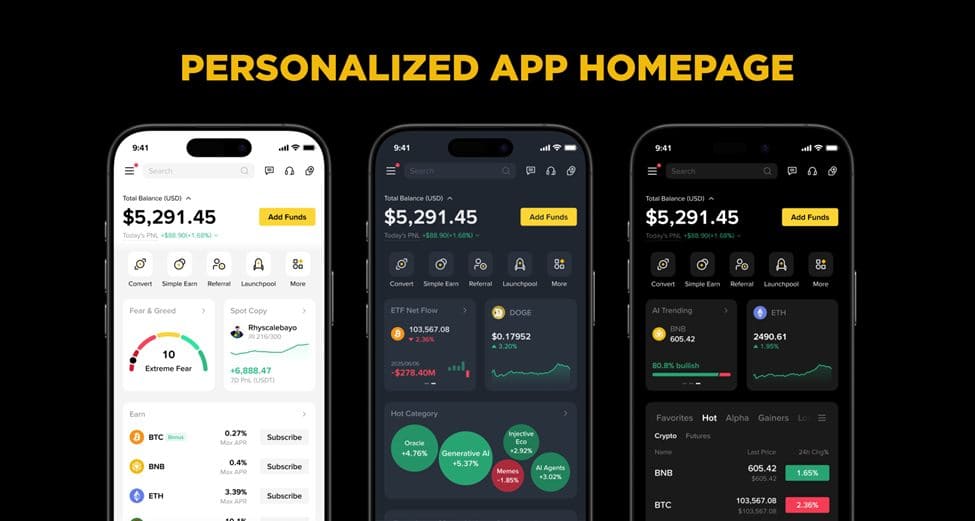 nueva UI/UX potenciada por IA de Binance